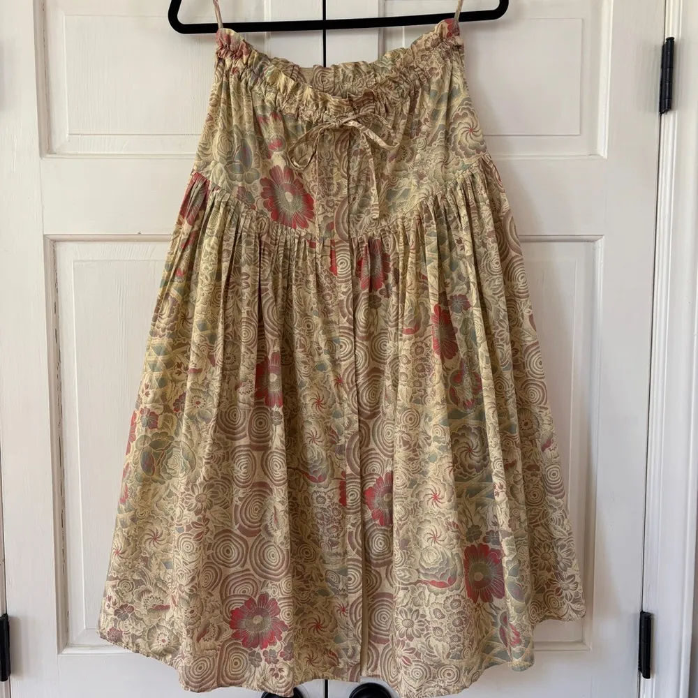 Ulla‎ Johnson Pleated Lourdes Midi Skirt Haze Size 6 Floral Drawstring Waist - Image 4
