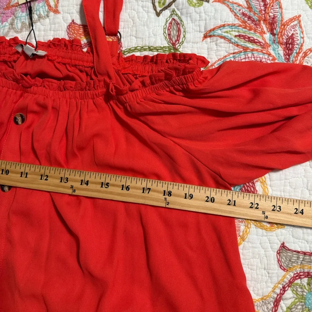 Speed Limit MPH women’s size 3X red tomato pullover cold shoulder blouse adjusts Orange - Image 8