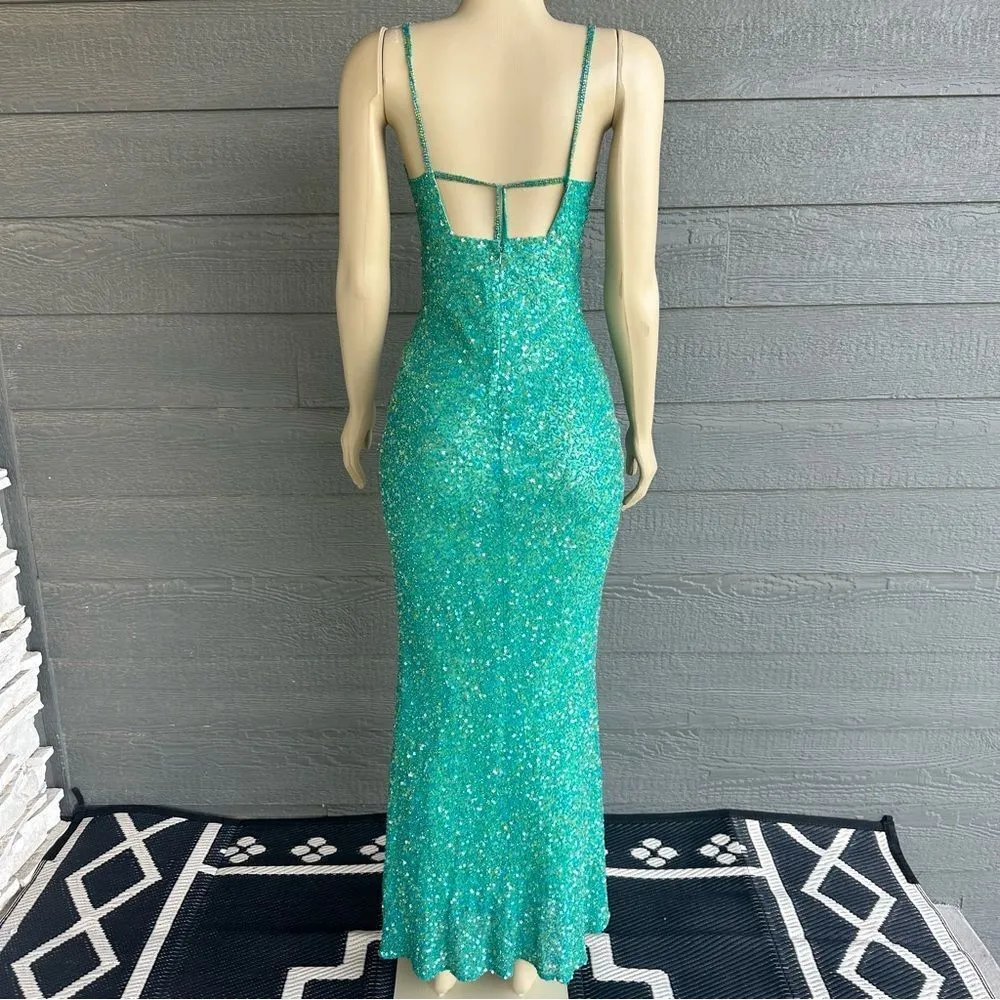 Vtg Scala Silk Beaded Long Dress Sz S Prom Pageant Homecoming Formal Sequins - Image 10