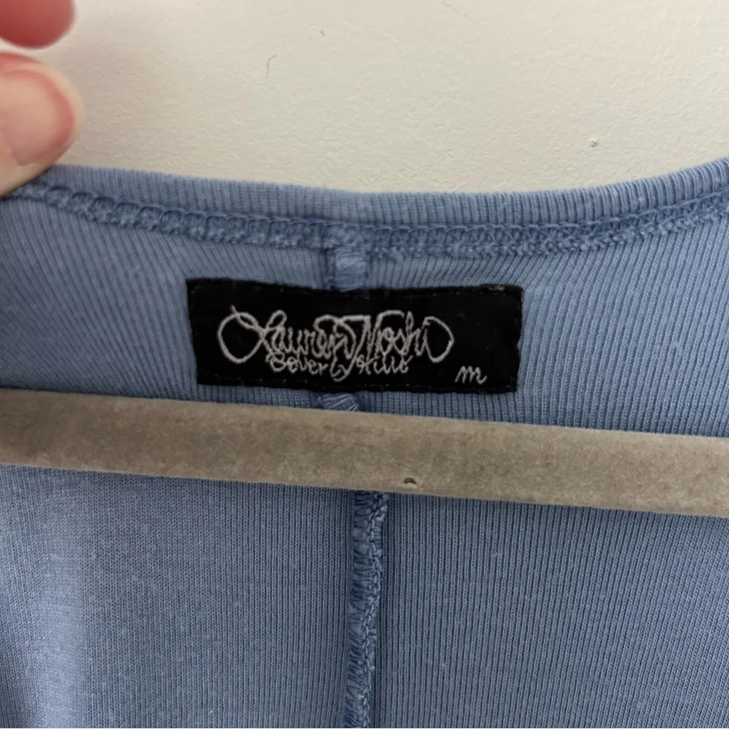 Lauren Moshi Blue Racerback Sleeveless Ribbed Maxi Dress Dolphin Skull Graphic M - Image 4