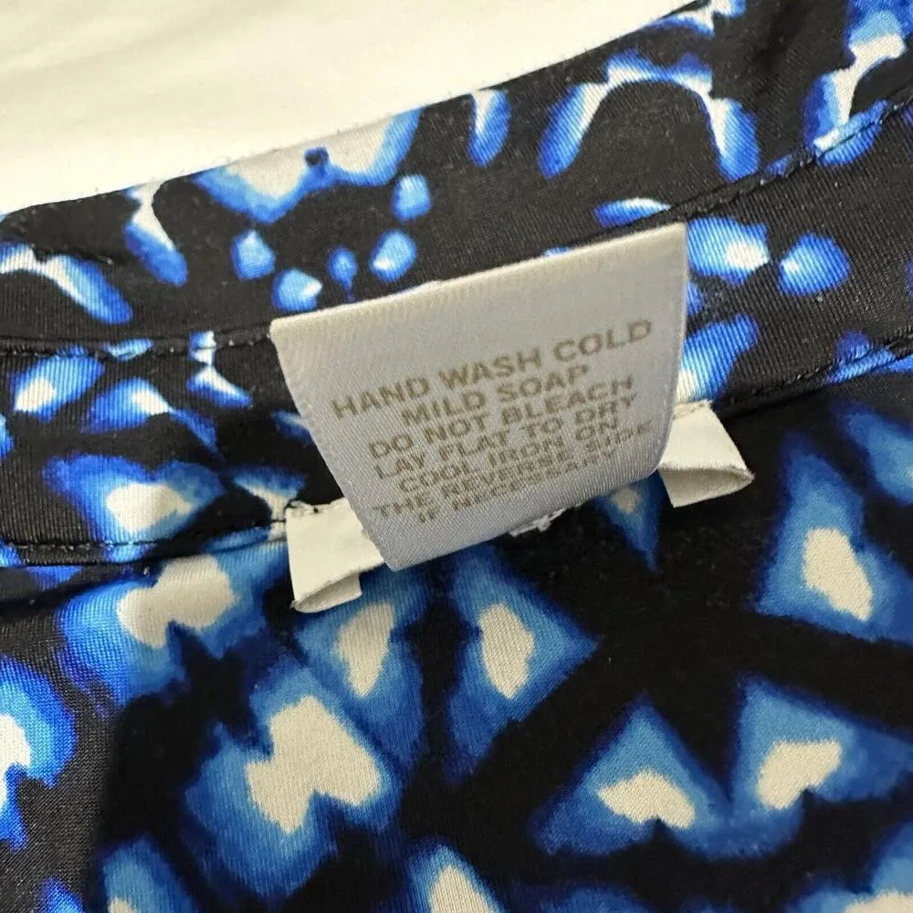 Cache  Blue Chevron Collared Sleeveless Button Up Tie Front Shirt Size XL - Image 3