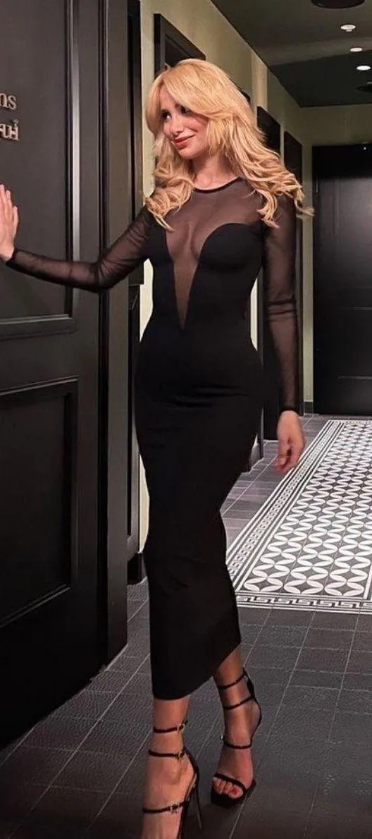 Black Sexy Bodycon Mesh Maxi Dress - Image 2