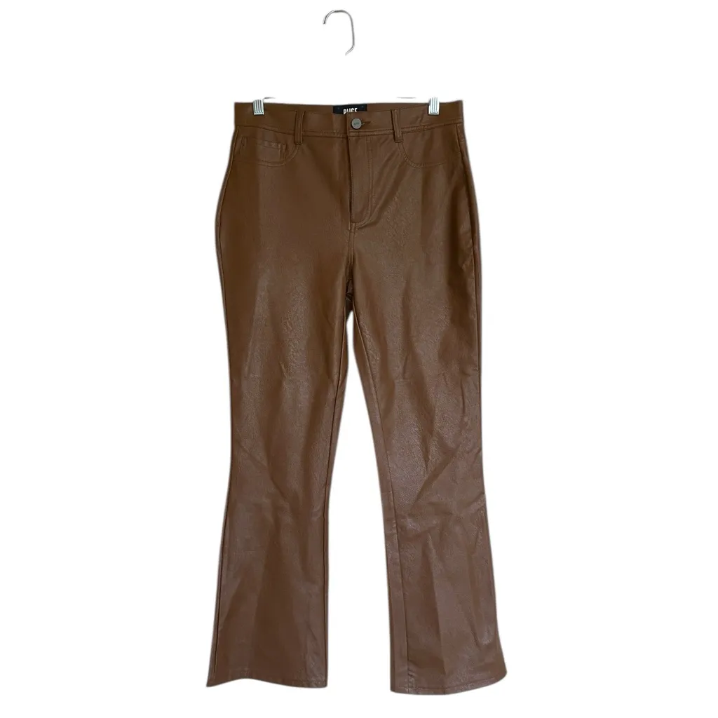 NWOT PAIGE Claudine Faux Leather Flare Leg Ankle Pants 29, DARK ARGAN - Image 7