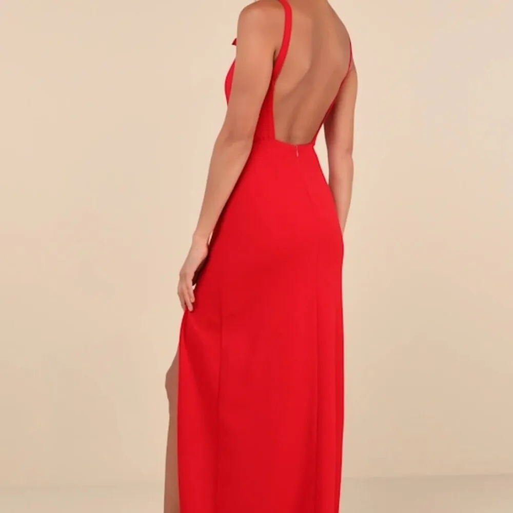 blue dress for baby girl Red Satin Mermaid V-neck Prom Dresses, Evening Gown, SP758