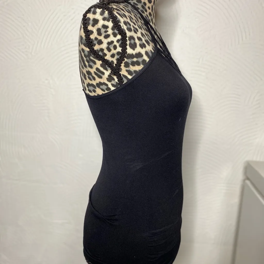Chic Black Women's Camisole with Crisscross Neckline - Image 3