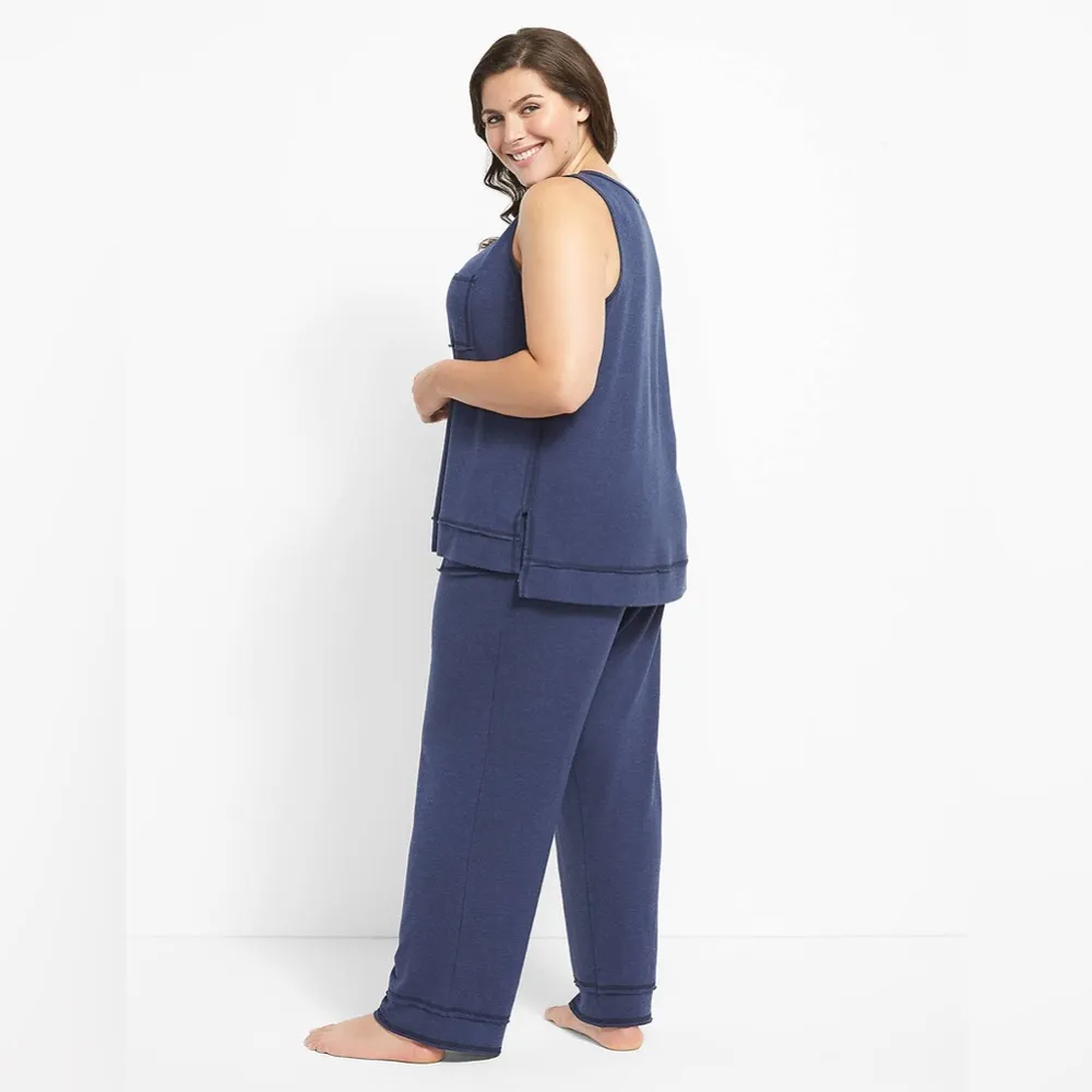 Cacique Navy Blue Drawstring French Terry Lounge Sleep Pajama Pants - size 14/16 - Image 8