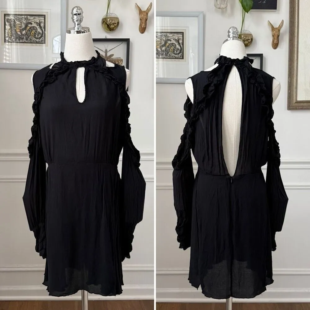 IRO Hanie Black Long Sleeve Cold Shoulder Open Back Dress $398 42 XL - Image 3