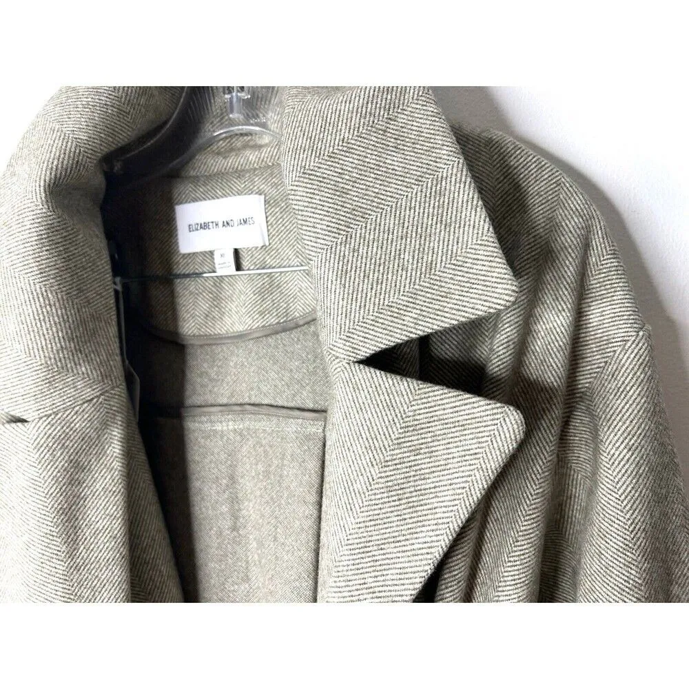 NEW Elizabeth & James Women Belted Pea Coat XL Brown Corpcore - Image 9