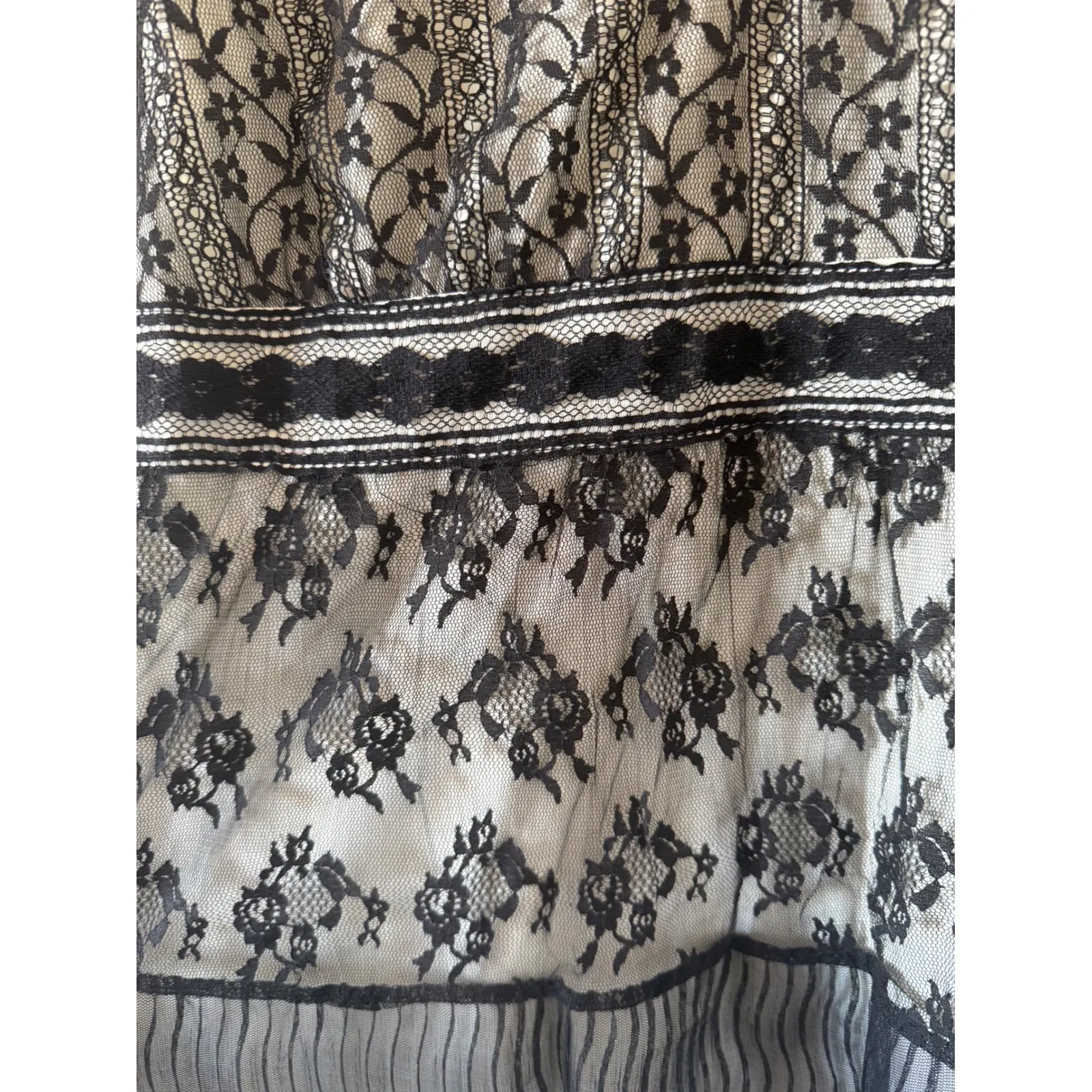 90s Vintage Womens Believe In Yourself Sheer Embroidered Lace Top sz L Y2K Black Size L - Image 5