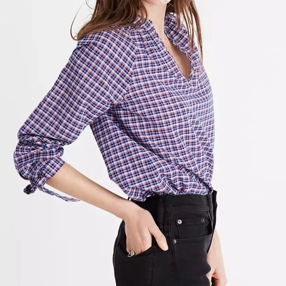 Madewell Tie Sleeve Popover in Whitby Plaid Size S - Image 2