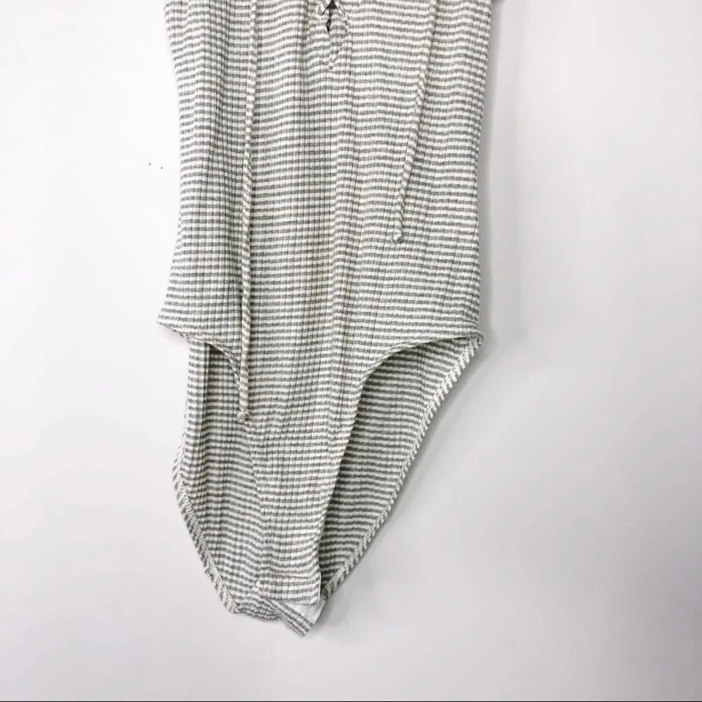 Madison & Berkeley Stripe Lace Up Bodysuit - Image 7