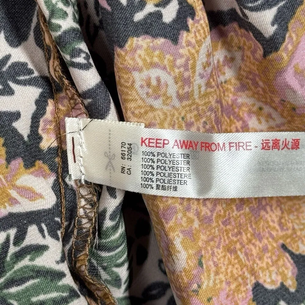 Free People Kimono Women Small Black Orange Floral Topper Flower Hippie Bohemian - Image 9