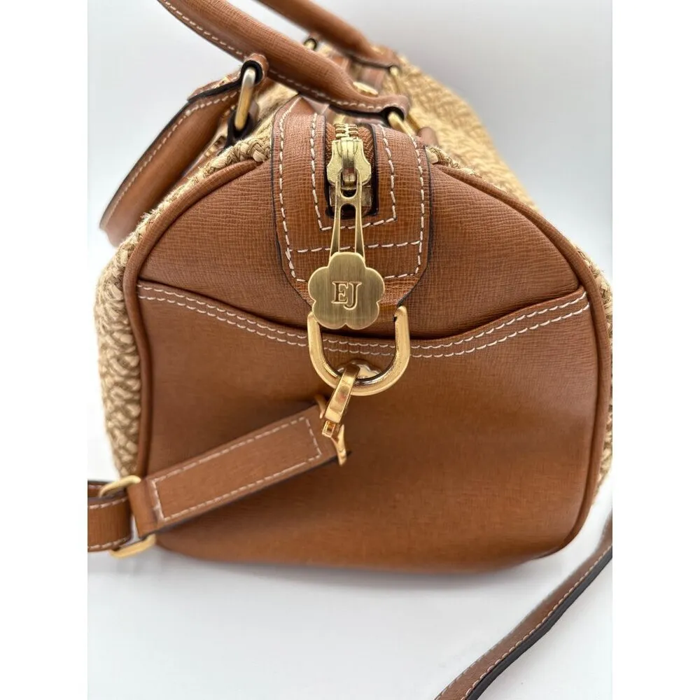 Eric Javits Brown & Woven Textured Crossbody Handbag - Image 5