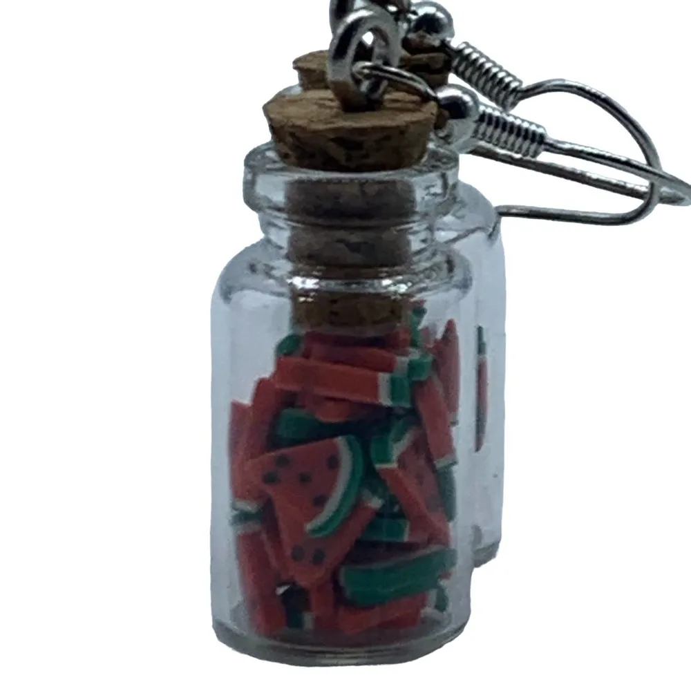 NEW Watermelon slices in mason jar fashion earring - Image 4