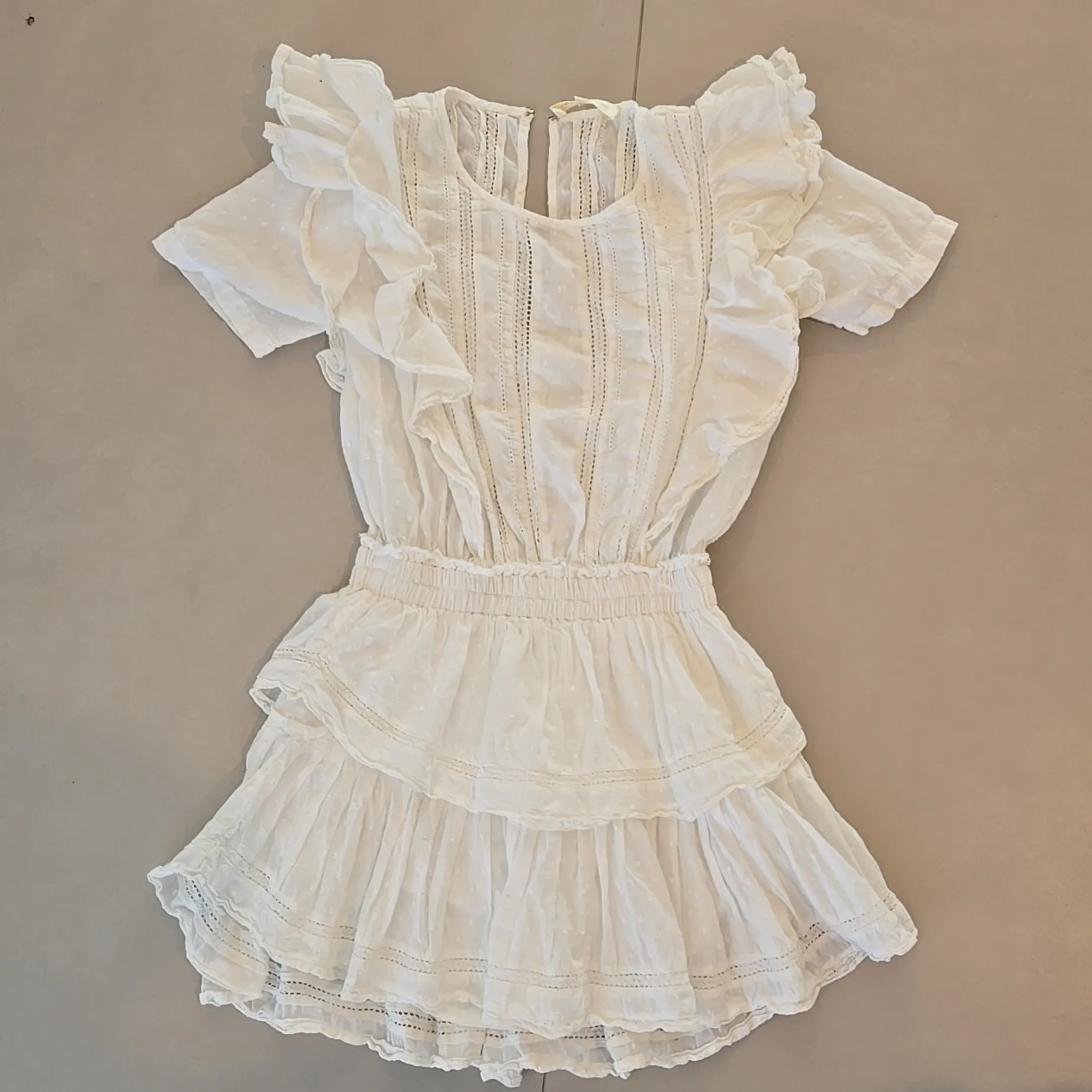 LoveShackFancy Natasha Dress in White Ruffled Mini Dress Size XS - Image 4