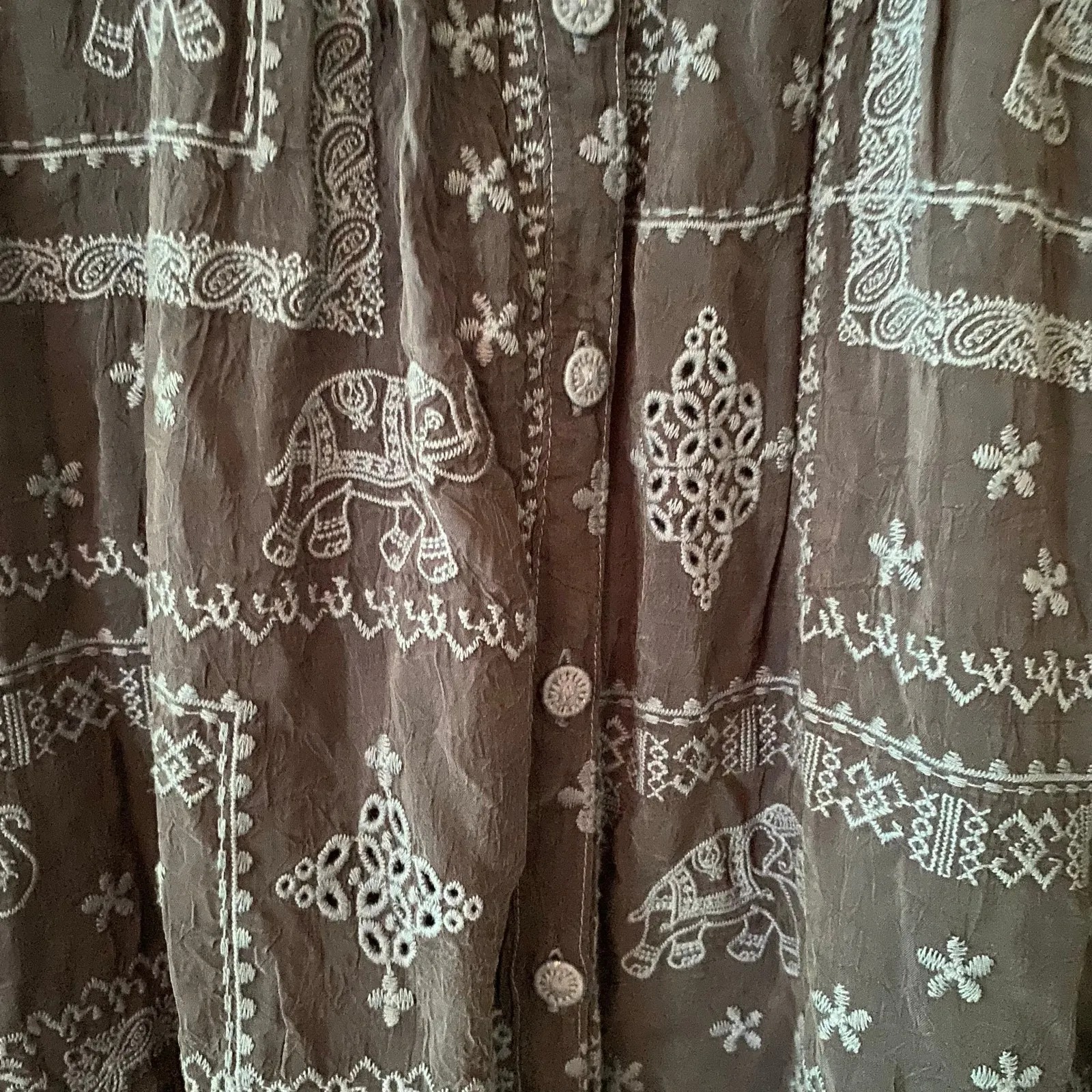 NWT Johnny Was Eliyen Dress Embroidered Blue Night Elephants Women's size Small - Image 9