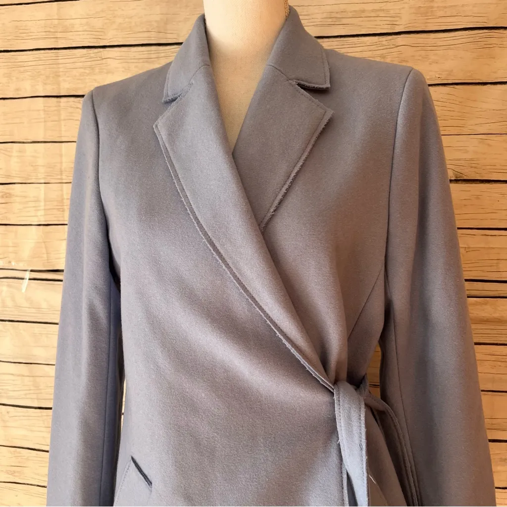 Banana Republic Mario Bullucci Sky Blue Italian Wool Melton Wrap
Tie Pea Coat - Image 2