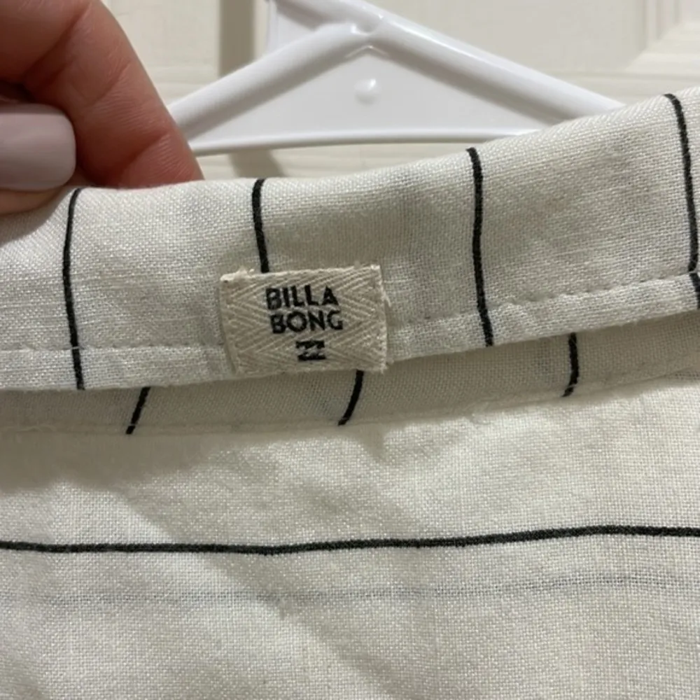 Billabong  White & Black Striped Long Sleeve Button Down Top - Image 6