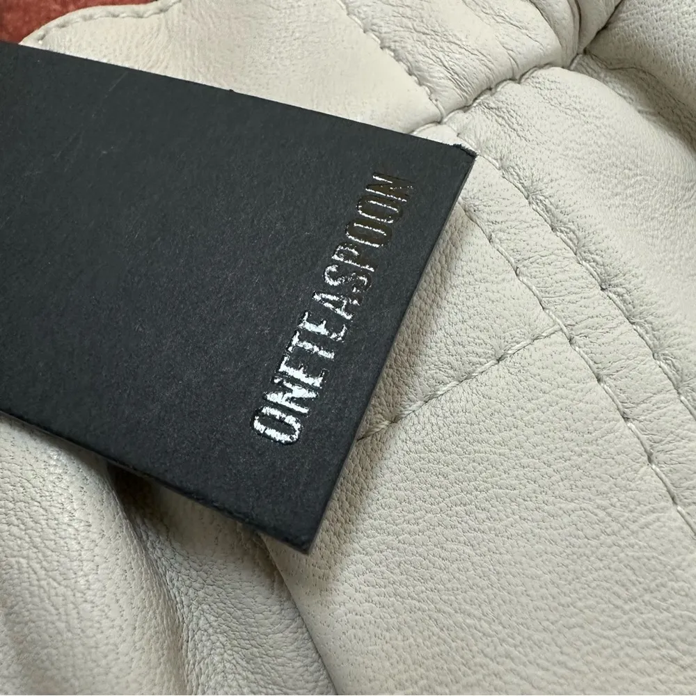 NWT One Teaspoon Leather Runner Shorts in Off White - Image 3