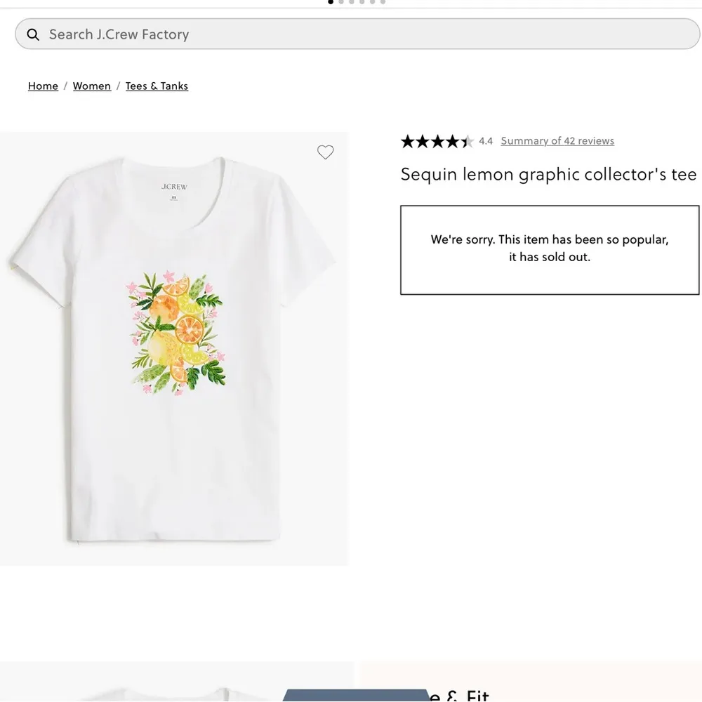 NWT J.Crew Factory Sequin lemon graphic collector's tee Sz XL Sold Out! White - Image 3