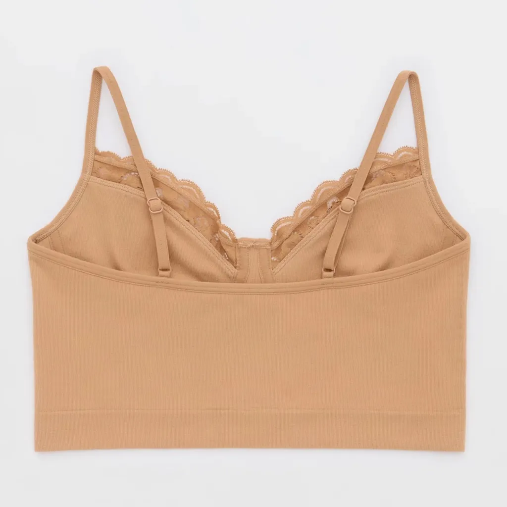 Aerie Tan Nude Superchill Seamless Lace Trim Corset Tank Top Bralette - size XL - Image 8