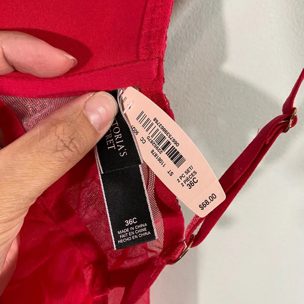 Victoria's Secret Women's Pink Lace Babydolll Bra Top Nightie Size 36C NWT - Image 5