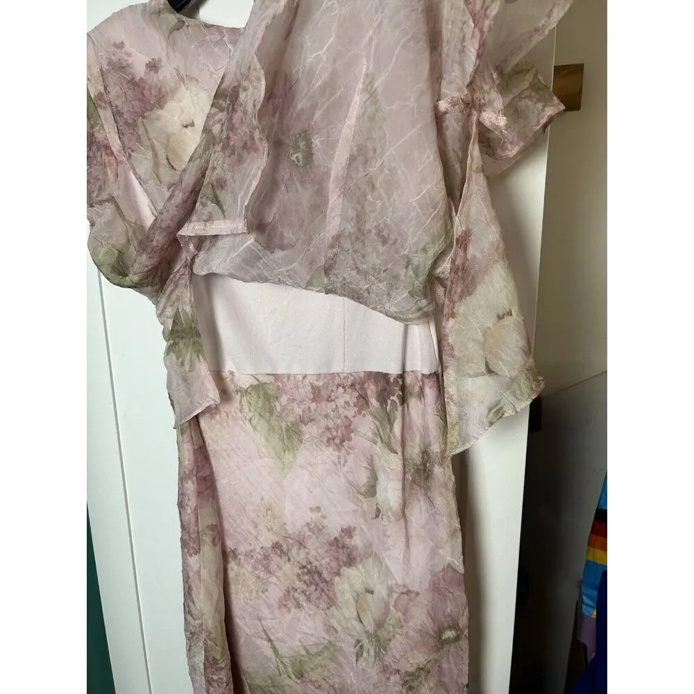Miss Dorby Women's Short Sleeve Cottagecore Fairycore Floral‎ Maxi Dress Sz 12P Pink - Image 11
