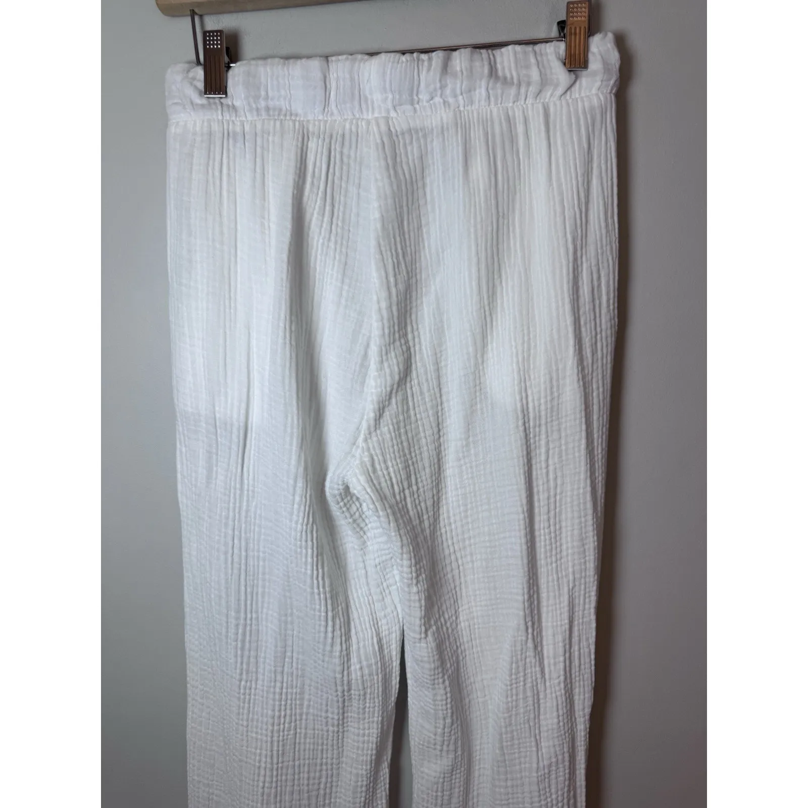 Sol Los Angeles Cotton Crepe Wide Leg Pants White XS - Image 12