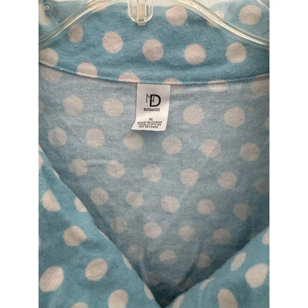 DN intimates Women's Blue Polka Dot Long Sleeve Collared Pajama Top Size M‎ Size M - Image 3