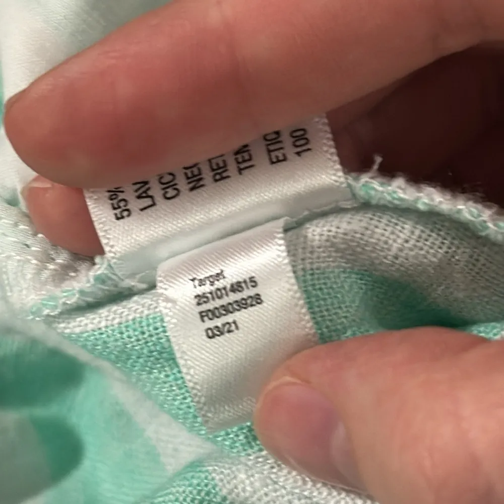 Stoney clover lane x Target striped linen blend front tie shorts green white M - Image 9