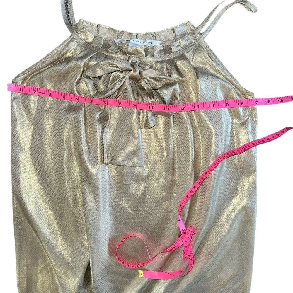 Diane Von Furstenberg DVF Elicia Metallic Gold Silk Shift Dress Size 4 NWOT - Image 5