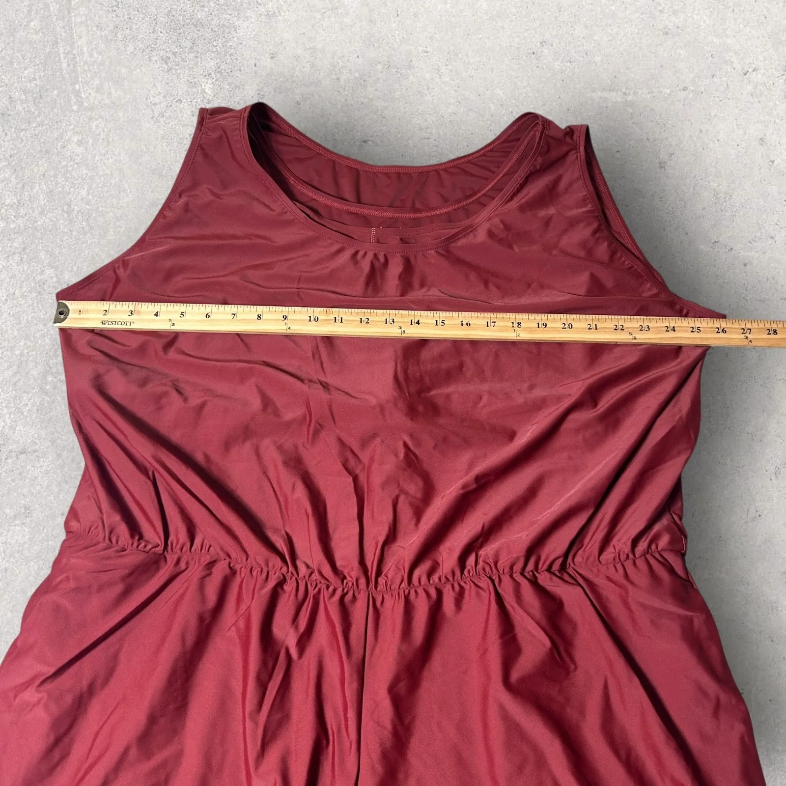 Honey Mark Sage Swim Romper‎ Womens 5XL Burgundy Sleeveless Stretch Pockets NEW Red Size 5X - Image 9