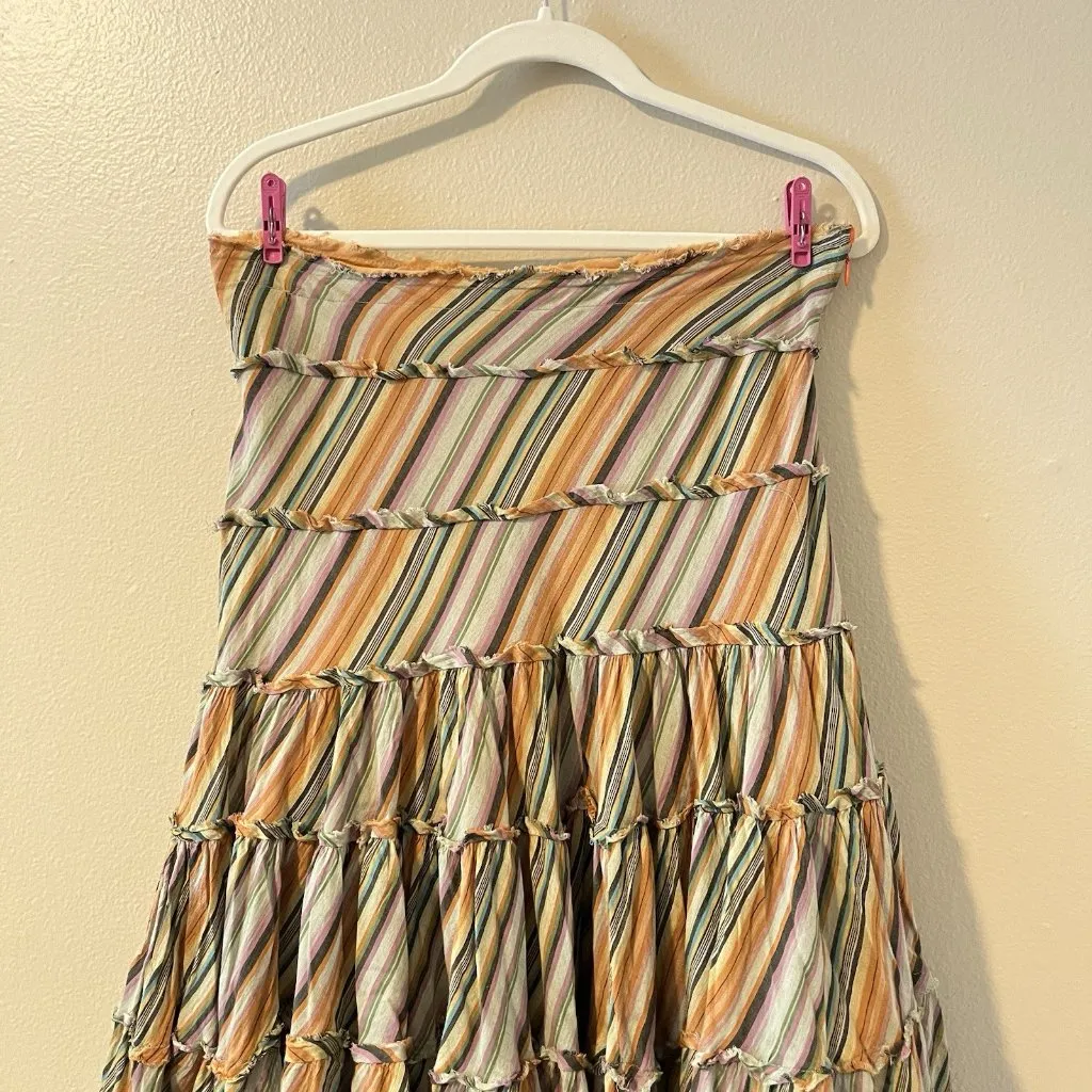 calypso christiane celle Full Skirt Stored Tiered Boho A Line Y2K St Barth Midi‎ - Image 4