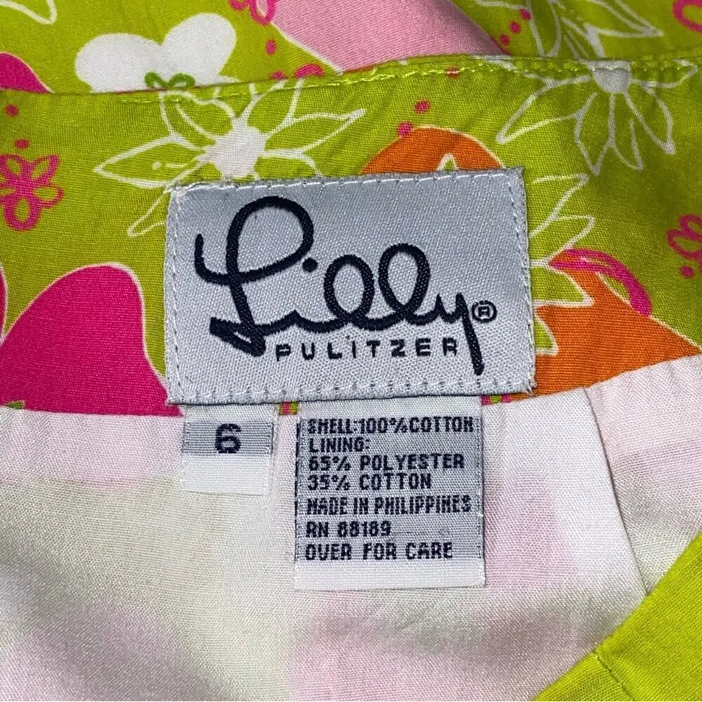 Lilly Pulitzer White Label Size 6 Green Gidget Flip Flop Floral Print Skirt - Image 5