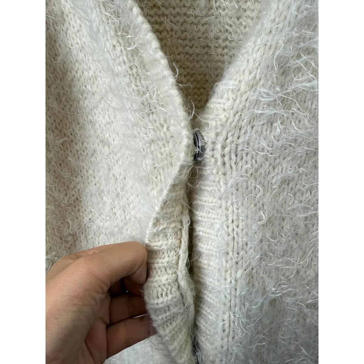 Free People Cream Fuzzy Sweater Open Cardigan Coat - Size - Medium - Image 7