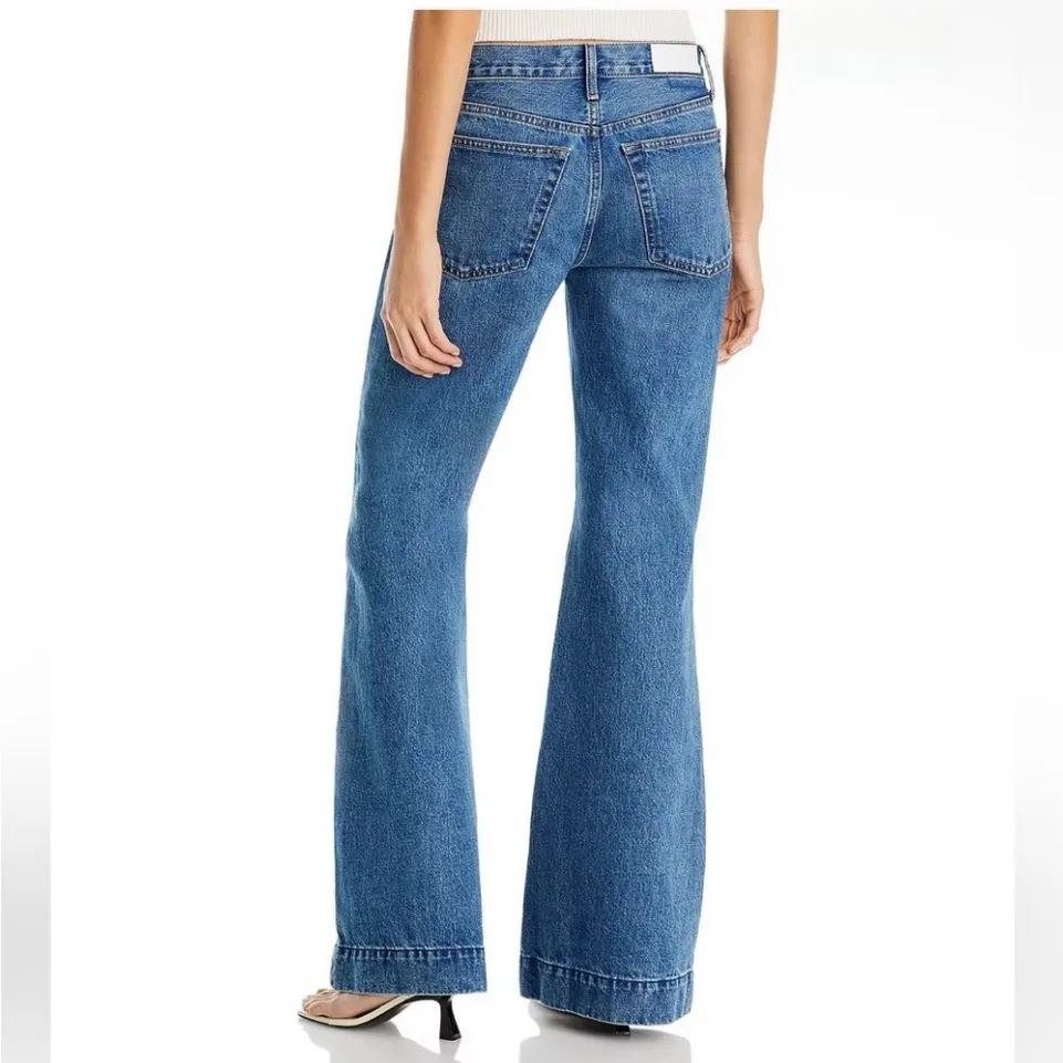 New! RE/DONE 70s Low Rise
Bell Bottom Jeans in Clean Moon Stoned Sz 26 - Image 7