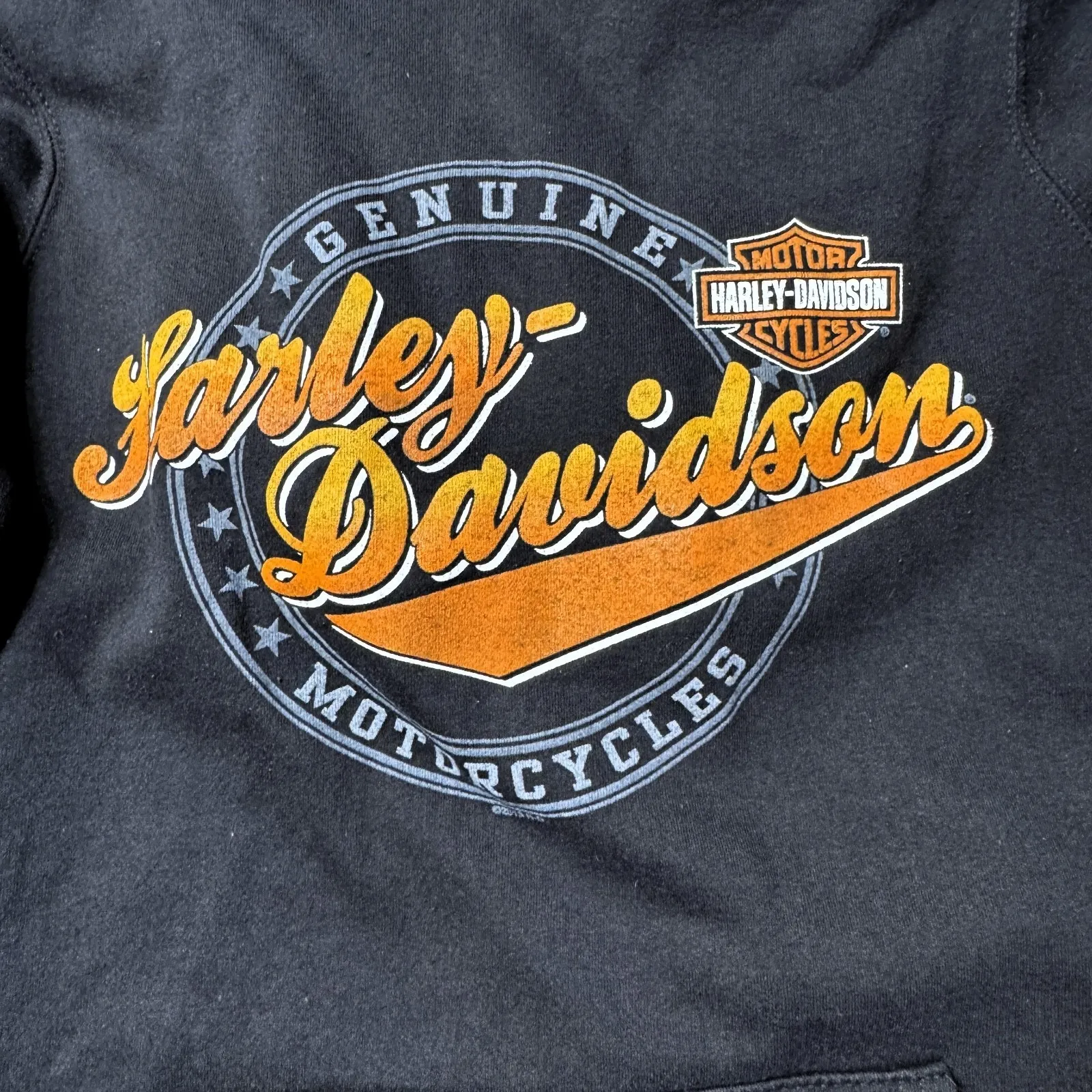 Harley Davidson Black Hoodie Womens Small Orange Bar Shield Graphic Concord NC - Image 7