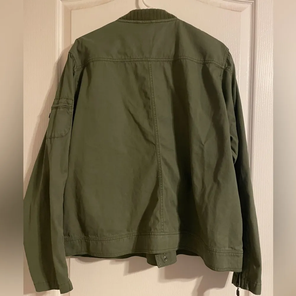 Eddie Bauer Women’s Military Forest Green Moto Jacket Size XXL Y2K 100% Cotton - Image 2