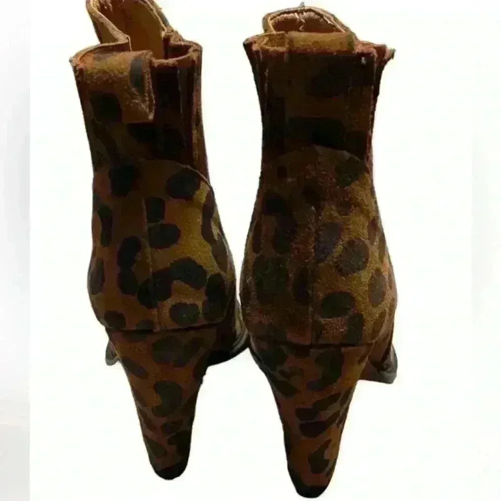 - Zara basic cheetah print‎ boots ankle length heeled   Sz 38(7.5) - Image 4