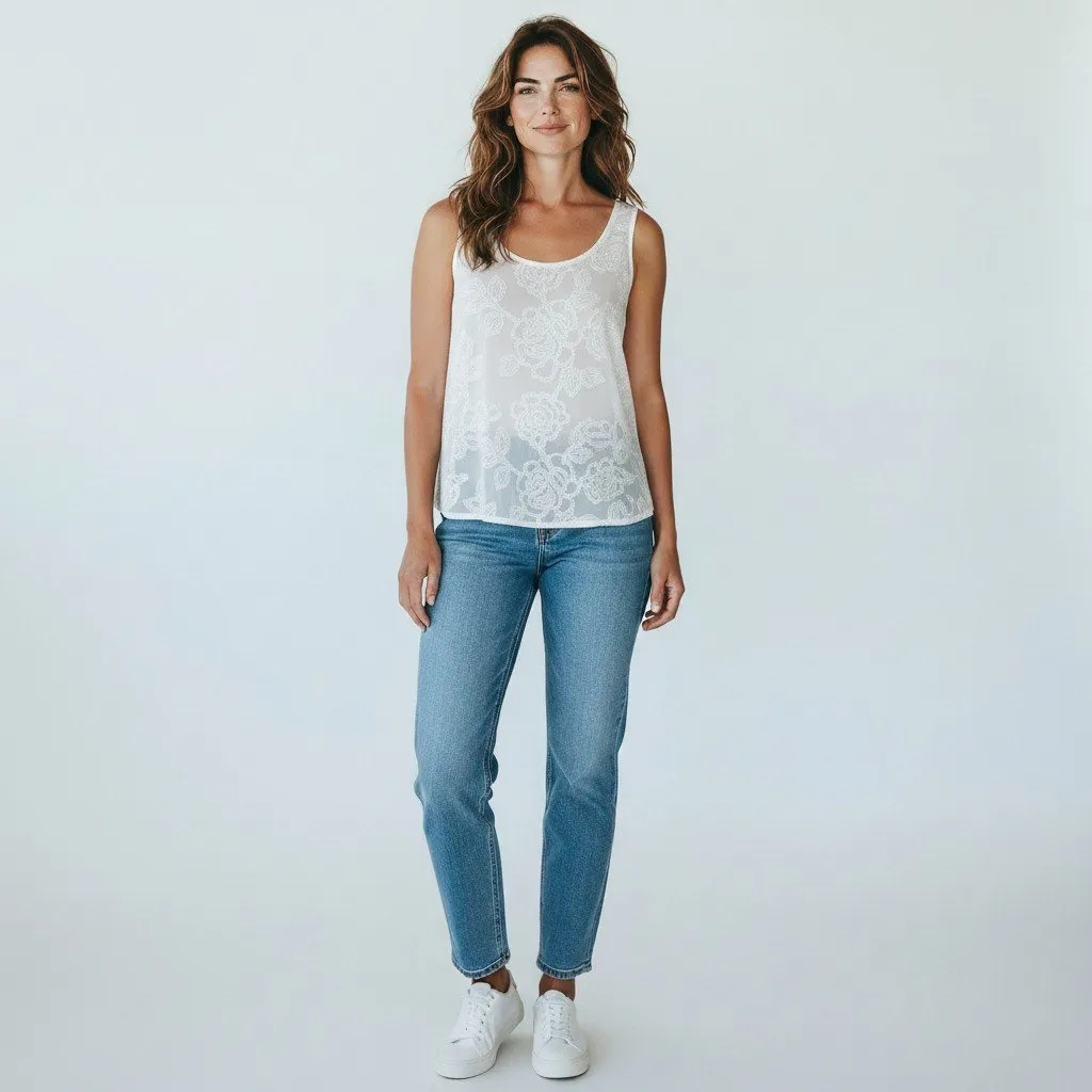 Abercrombie Fitch White Floral Lace Sheer Tank Top Womens Size S - Image 12