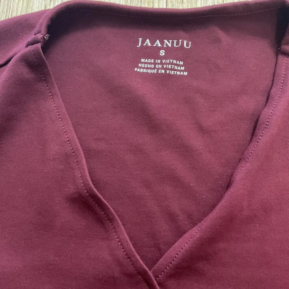 Jaanuu Tulip Womens Medical Scrub Top Wine Maroon crimson Small J96203 - Image 2