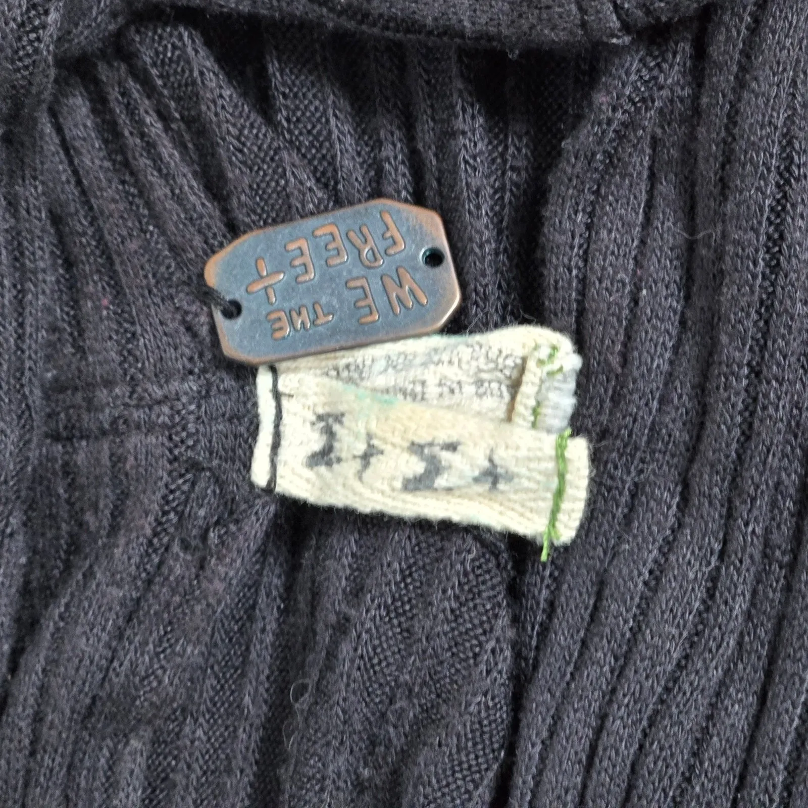 FREE PEOPLE Black Ribbed Mock Neck Long Sleeve Tunic Top‎ Shirt Women's Size M - Image 3