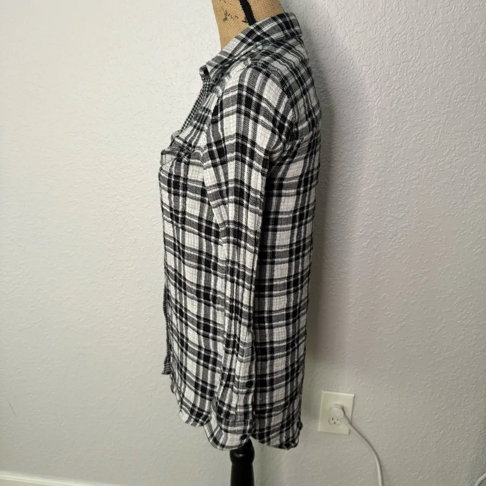 Madewell Button Down Shirt Classic Ex-Boyfriend Black White Plaid Size XS Cotton - Image 8