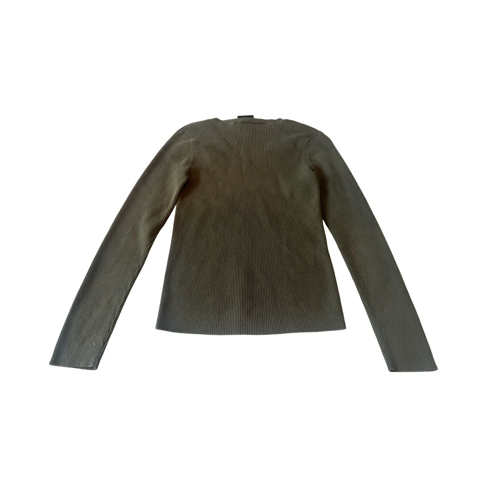 Vtg Ralph Lauren Polo Jeans Co Women's M Green V-Neck Ribbed Long Sleeve Sweater - Image 4