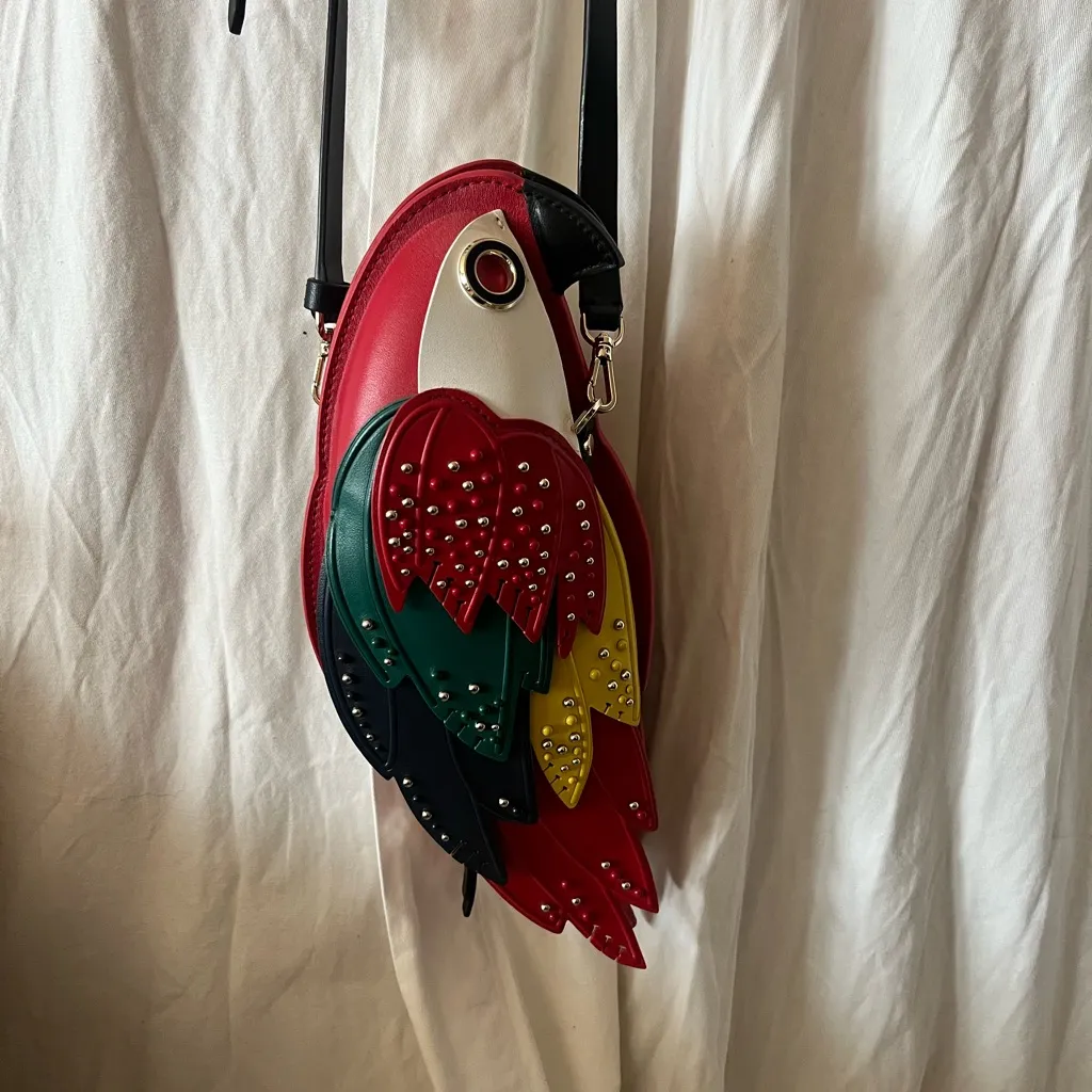 Kate Spade RIO 3D parrot italian leather crossbody SAMPLE BAG NEVER USED Red - Image 7