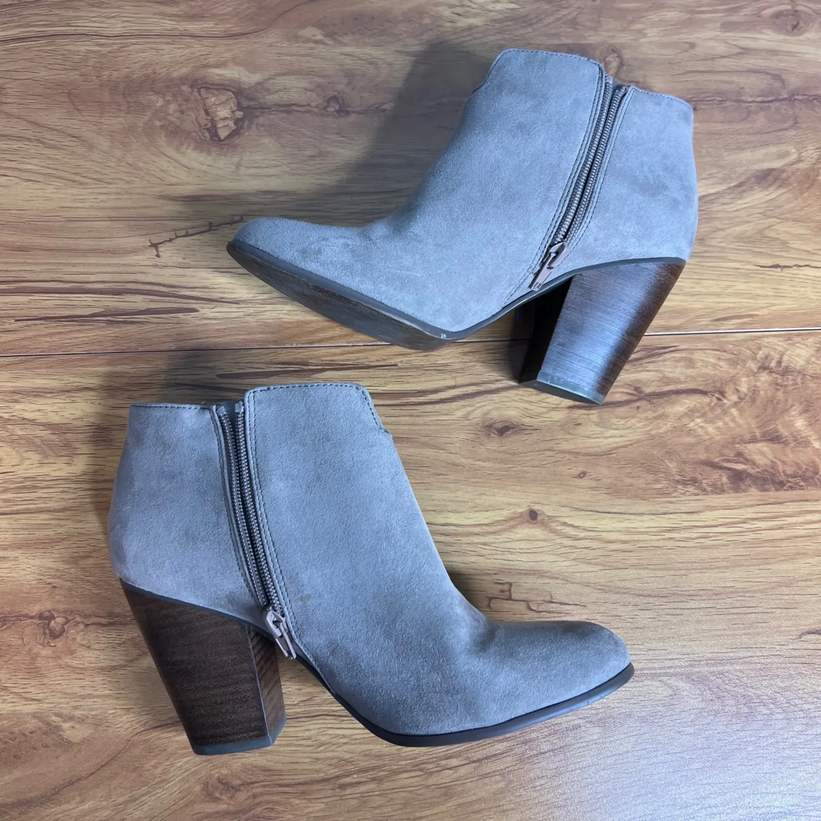 Carlos Santana Suede Western Fringe Ankle Boots Size 8 Boho Bootie Beige Tan - Image 6