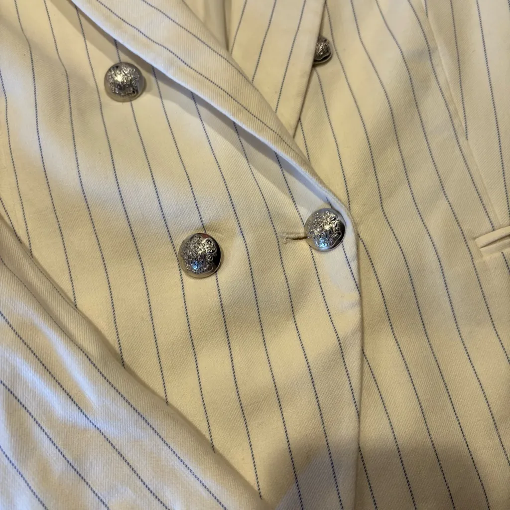 VERONICA BEARD Apollo White and Blue Stripe
Blazer‎ Double Breasted Size 10 - Image 5