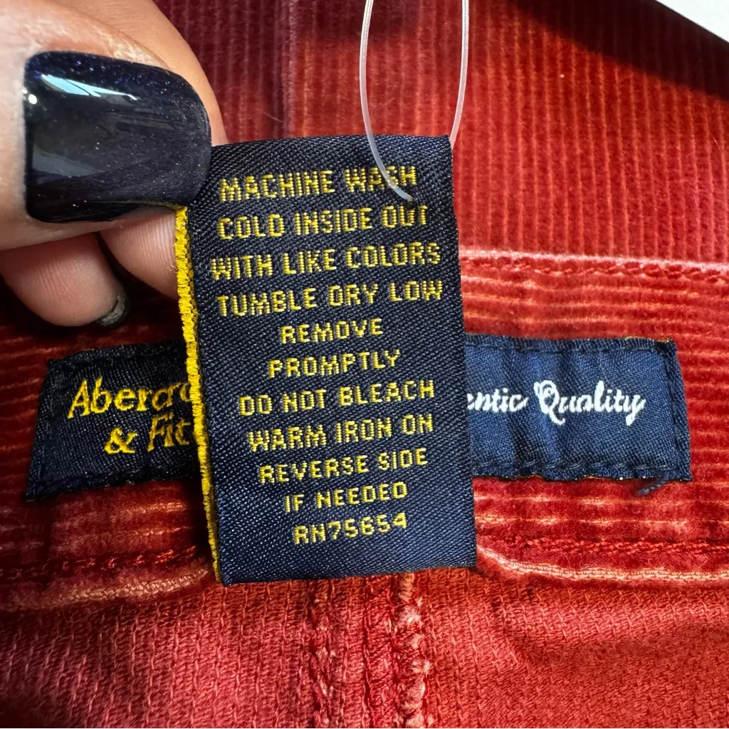 NWT Abercrombie & Fitch Super Low Rise Burnt Orange Corduroy Flare Pants Size 2 - Image 11