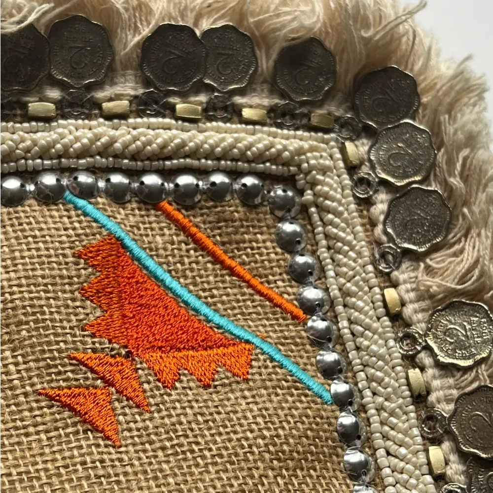 Antik Kraft embroidered bohemian Jute crossbody bag/ clutch - Image 7