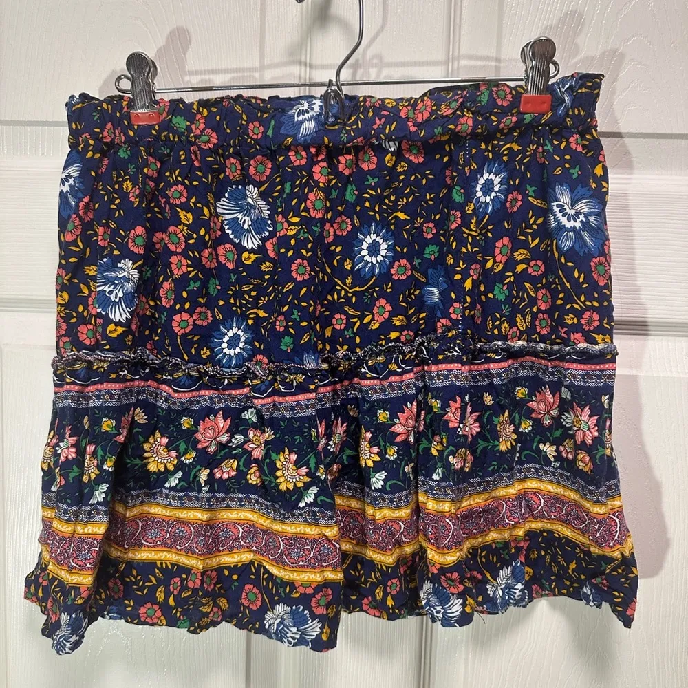 Navy Printed Festival‎ Skirt Plus size Blue Size XL - Image 2